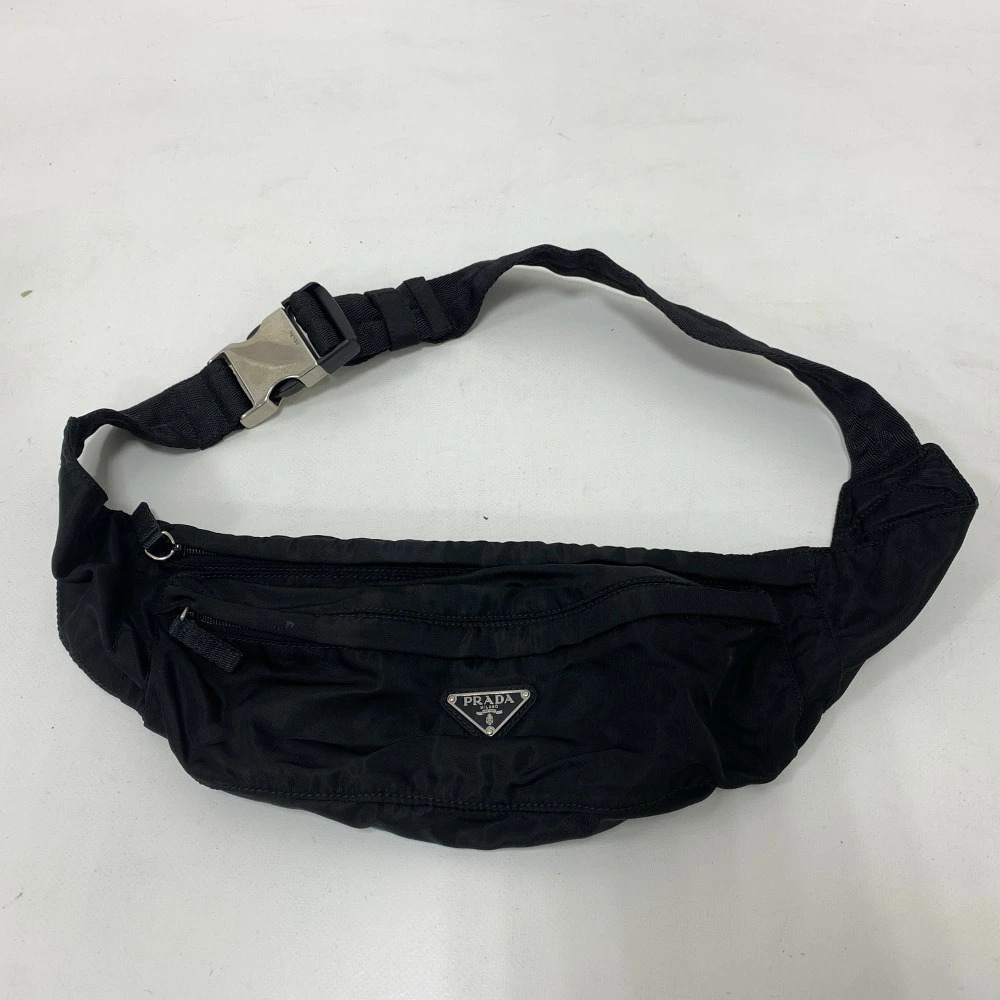 Prada Tessuto Montagn Sling Crossbody Bag Waist Pouch Black